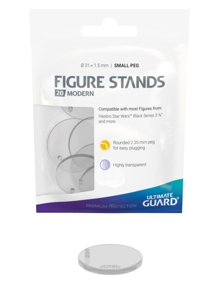 Ultimate Guard Standfüße / Stands für Actionfiguren Small Peg Modern - klar 20er Pack