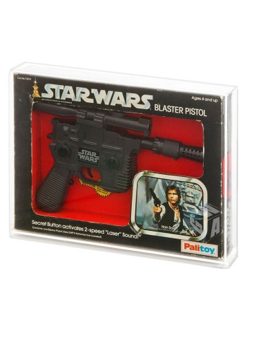 GW Acrylics MIB Acrylic Display Case - Kenner/Palitoy STAR WARS Han/Luke Blaster - AVC-046-XL
