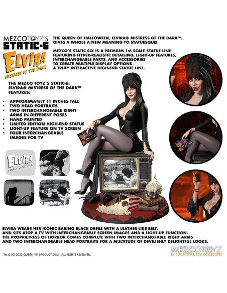 Mezco Elvira, Herrscherin der Dunkelheit - Static-6 PVC Statue 1/6